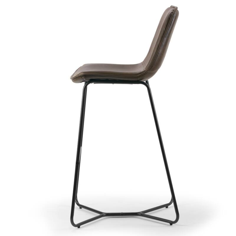 Amery Iron Frame Vintage Brown Faux Leather Bar Stool (Set of 2)