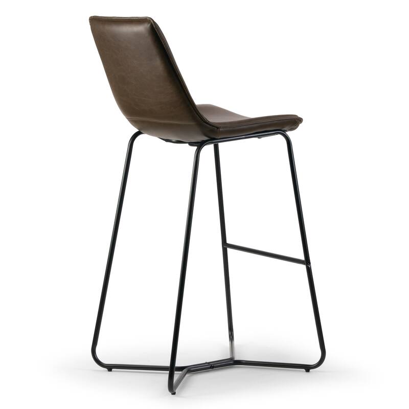 Amery Iron Frame Vintage Brown Faux Leather Bar Stool (Set of 2)