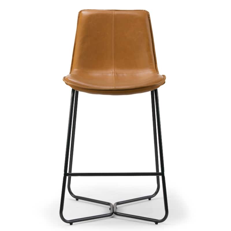 Amery Cappuccino Faux Leather and Iron Counter Stool (Set of 2)