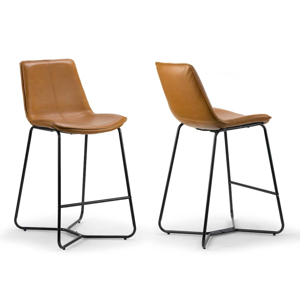 Amery Cappuccino Faux Leather and Iron Counter Stool (Set of 2)