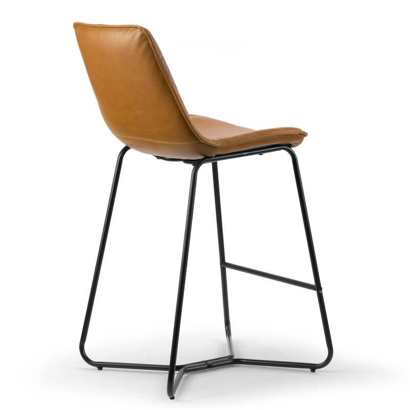 Amery Cappuccino Faux Leather and Iron Counter Stool (Set of 2)