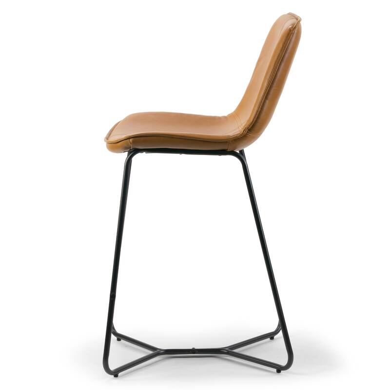 Amery Cappuccino Faux Leather and Iron Counter Stool (Set of 2)