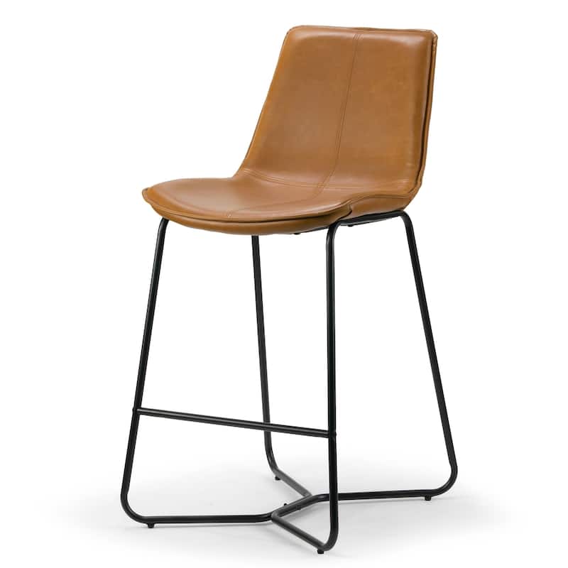 Amery Cappuccino Faux Leather and Iron Counter Stool (Set of 2)