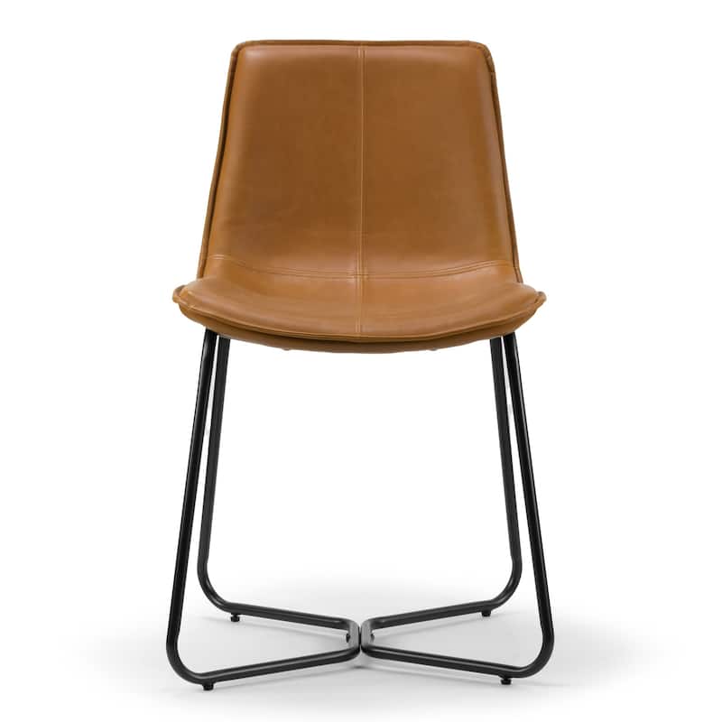 Amery Cappuccino Faux Leather Dining Chair with Iron Frame (Set of 2)