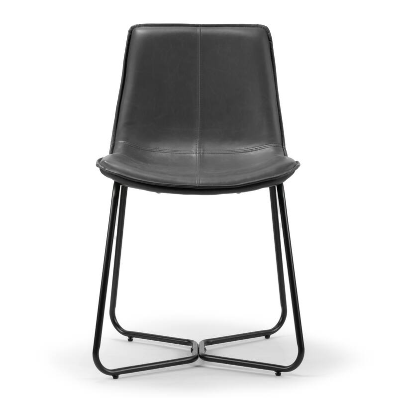 Set of 2 Amery Iron Frame Vintage Grey Faux Leather Dining Chair