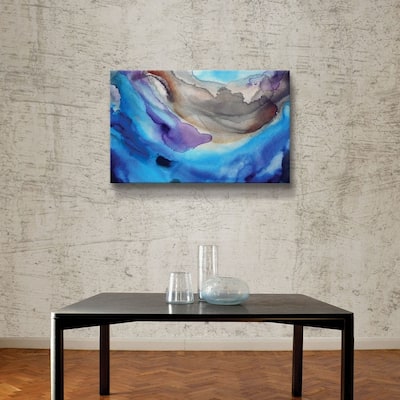 ArtWall Blue Abstract 2 Gallery Wrapped Canvas