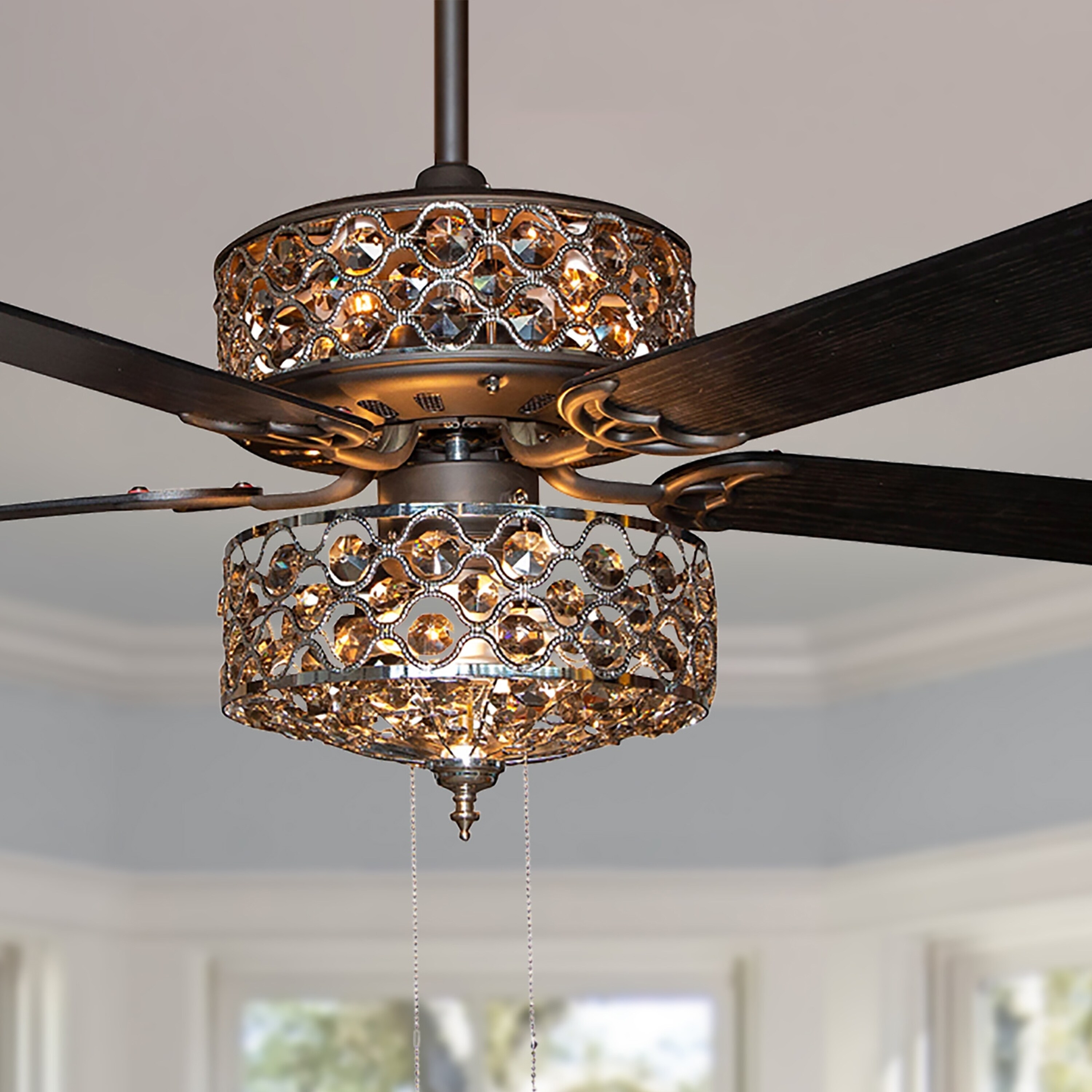 Shop Copper Grove Krrabe 52 Inch Crystal And Chrome Beaded Ceiling