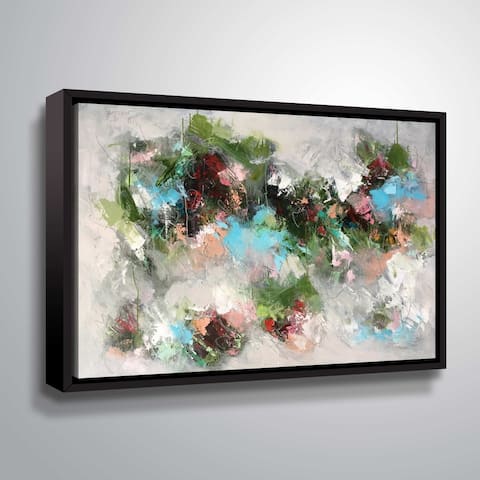 ArtWall Rose garden abstract Gallery Wrapped Floater-framed Canvas - Grey