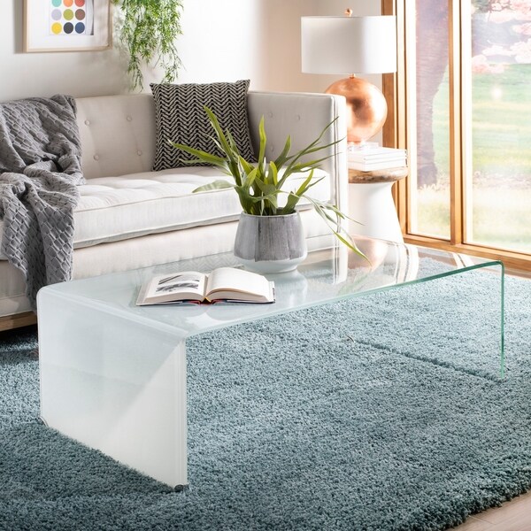 Safavieh Crysta Ombre Glass Coffee Table-Clear / White - 47.2" x 25.6" x 16.5"