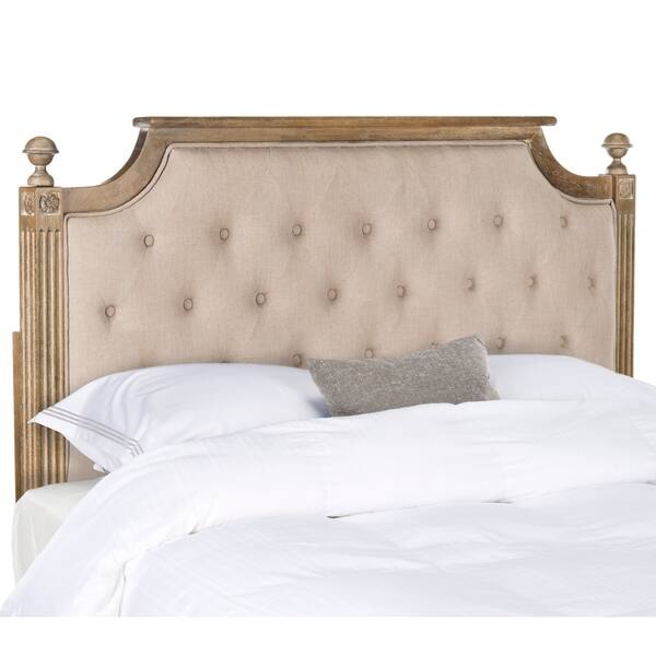 Shop Safavieh Rustic Wood Taupe Tufted Linen Full Headboard