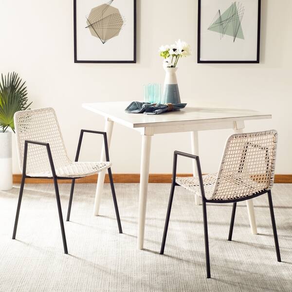 Safavieh Wynona Leather Dining Chair White Black On Safavieh Wynona Leather Dining Chair White Black On