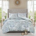 Madison Park Loleta 3 Piece King - Cal King Size Cotton Reversible Duvet Cover Set in Blue (As Is Item)