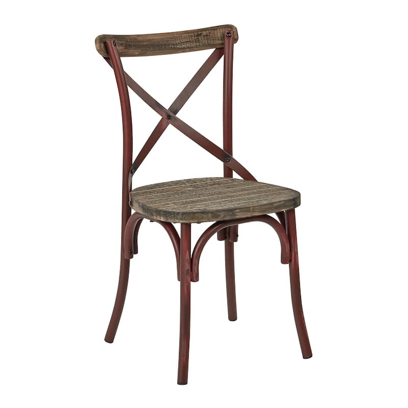Somerset X Back Antique Metal Dining Chair - Red