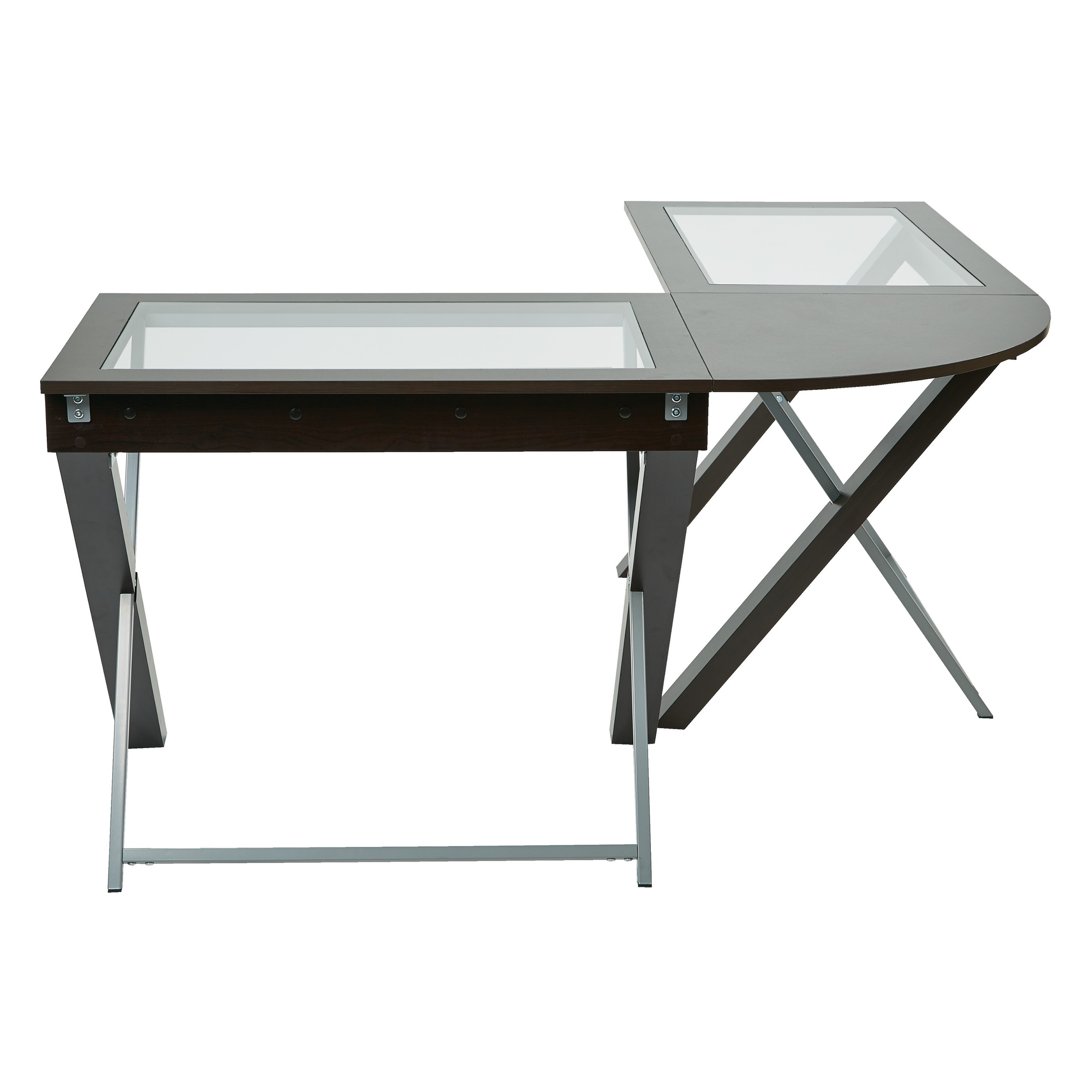 Shop X Text L Shaped Computer Desk With Glass Top With Espresso