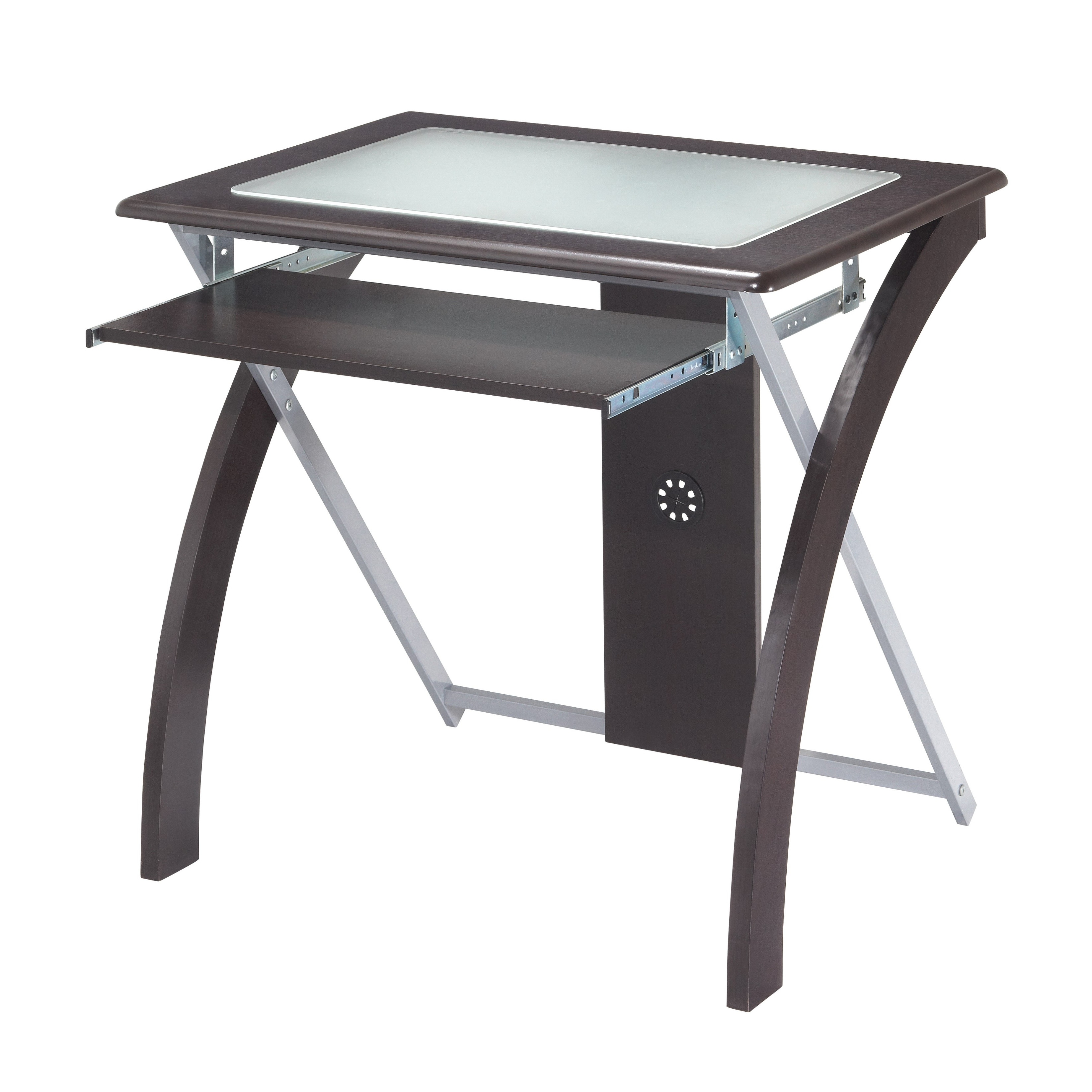 Shop Osp Home Furnishings X Text Computer Desk With Frosted Glass