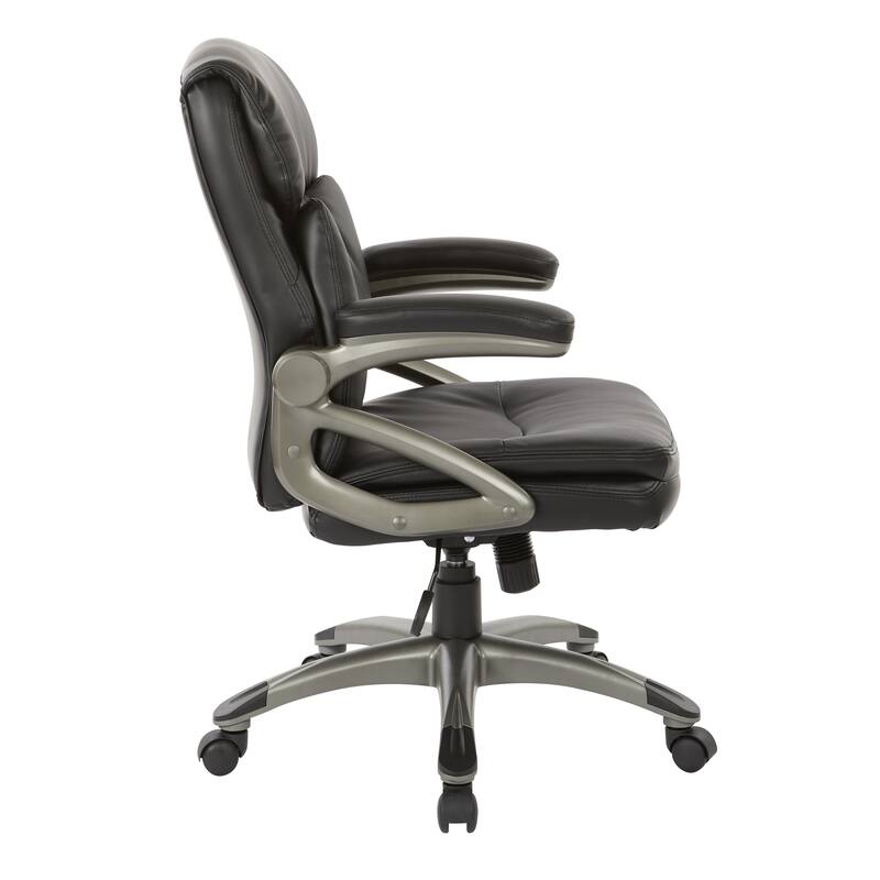 Executive Low Back Black Bonded Leather Chair with Titanium Accents - Black