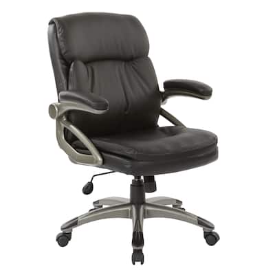 Executive Low Back Black Bonded Leather Chair with Titanium Accents