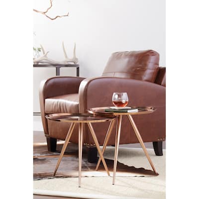 Silver Orchid Bell Brushed Copper Side Table (Set of 2)