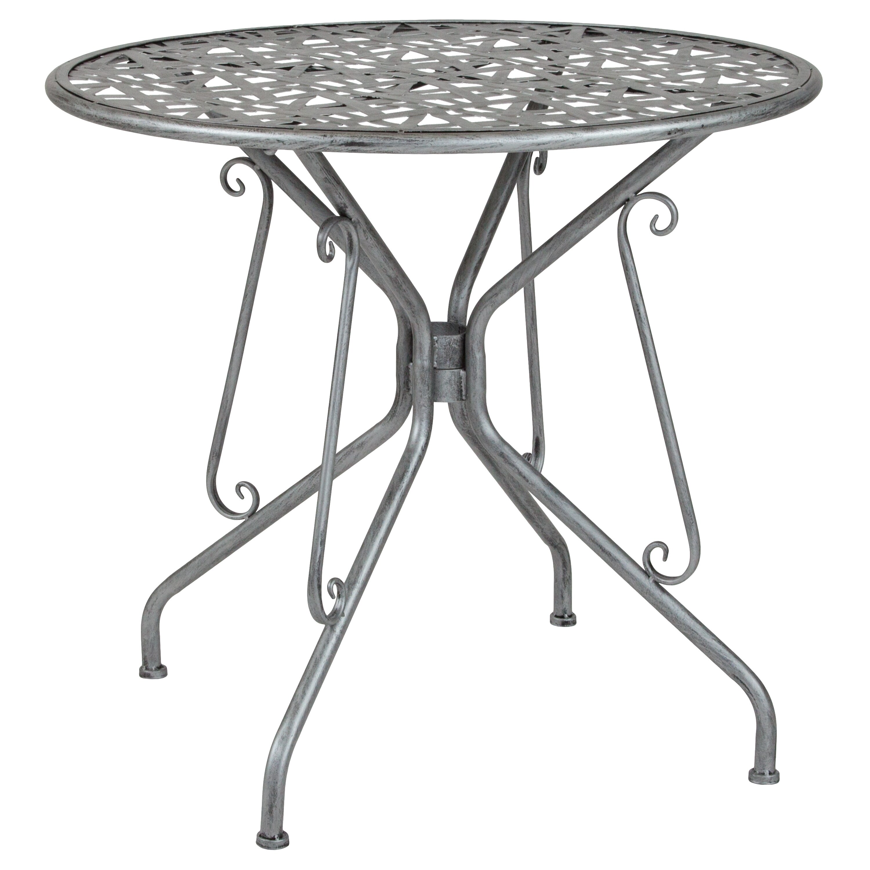 31 5 Round Antique Silver Lattice Style Indoor Outdoor Steel Lattice Style Indoor Outdoor