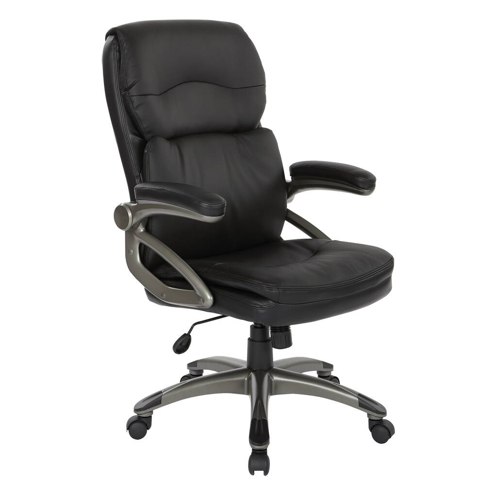 Executive High-Back Bonded Leather Chair with Titanium Accents