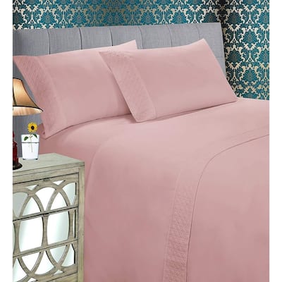 Elegant Comfort Luxurious Soft & Coziest 4-Piece Quilted Bed Sheet Set on Flat Sheet and Pillowcases