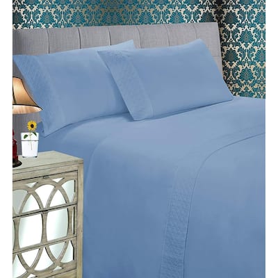 Elegant Comfort Luxurious Soft & Coziest 4-Piece Quilted Bed Sheet Set on Flat Sheet and Pillowcases