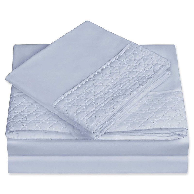 Elegant Comfort Luxurious Soft & Coziest 4-Piece Quilted Bed Sheet Set on Flat Sheet and Pillowcases