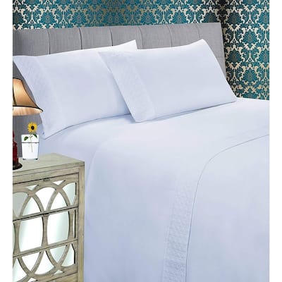 Elegant Comfort Luxurious Soft & Coziest 4-Piece Quilted Bed Sheet Set on Flat Sheet and Pillowcases