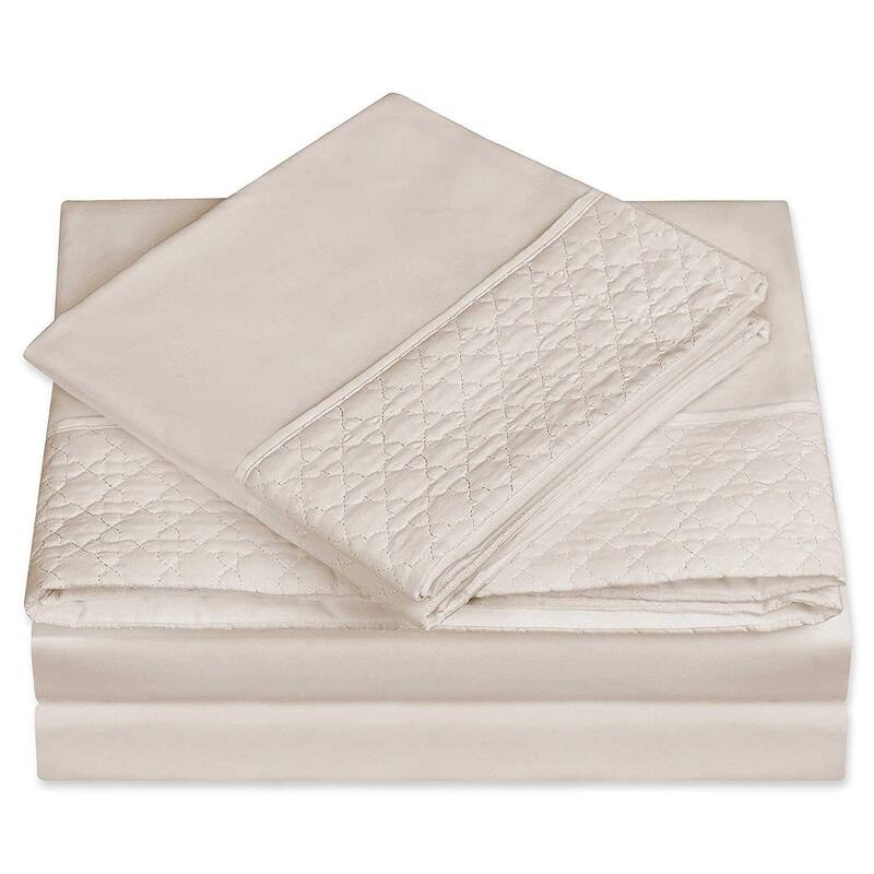 Elegant Comfort Luxurious Soft & Coziest 4-Piece Quilted Bed Sheet Set on Flat Sheet and Pillowcases