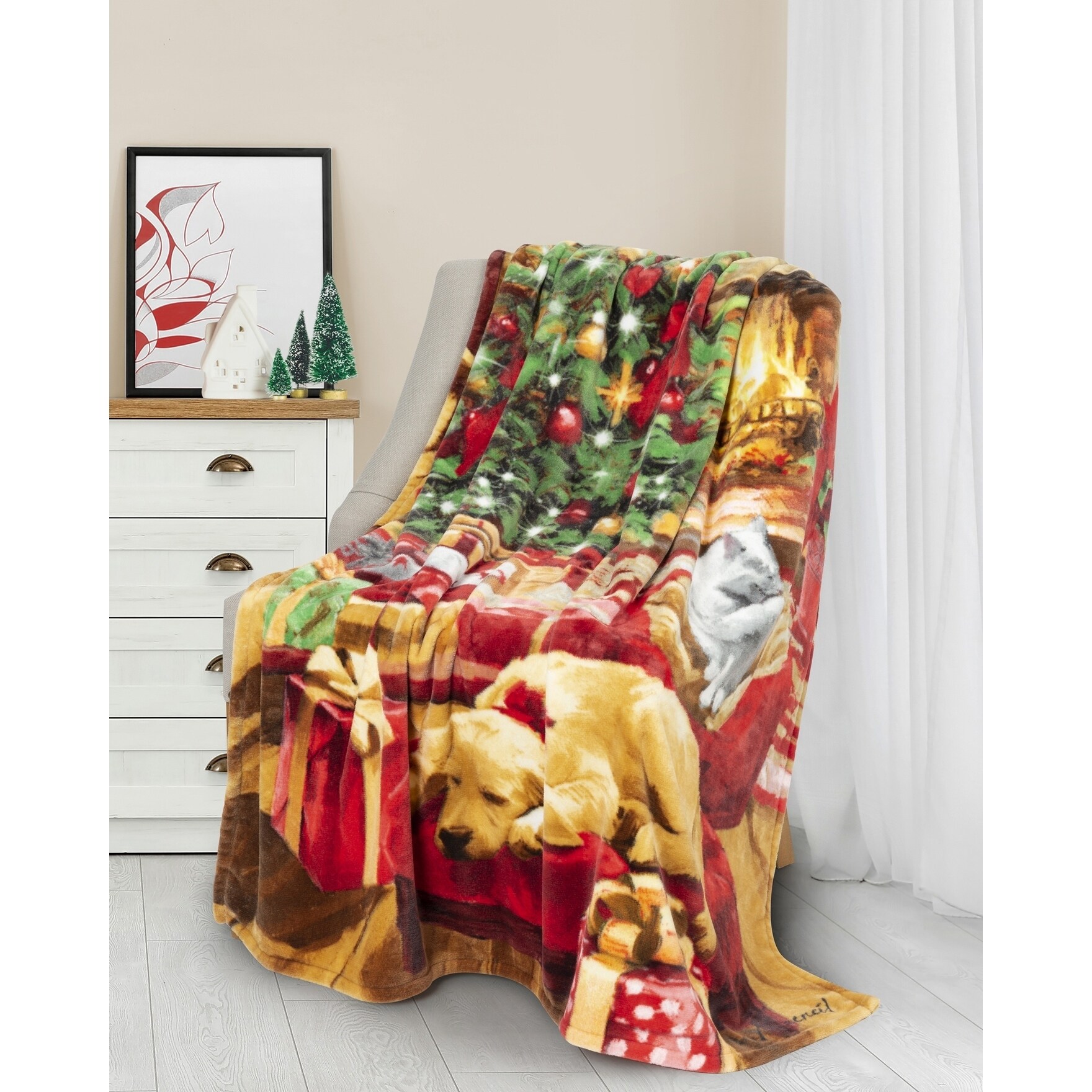 Ultra Soft /& Cozy Oversized Christmas Santa /& Snowman Plush Throw Blanket Cover