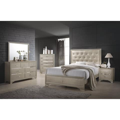 Silver Orchid Arcaro Transitional Champagne 4-piece Bedroom Set