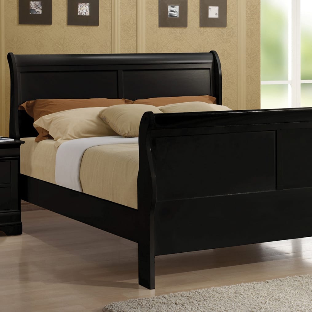 Coaster Furniture Louis Philippe Black Sleigh Panel Bed