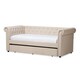 preview thumbnail 11 of 16, Taylor & Olive Cattail Upholstered Trundle Daybed Beige