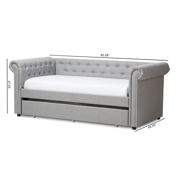 dimension image slide 1 of 2, Taylor & Olive Cattail Upholstered Trundle Daybed