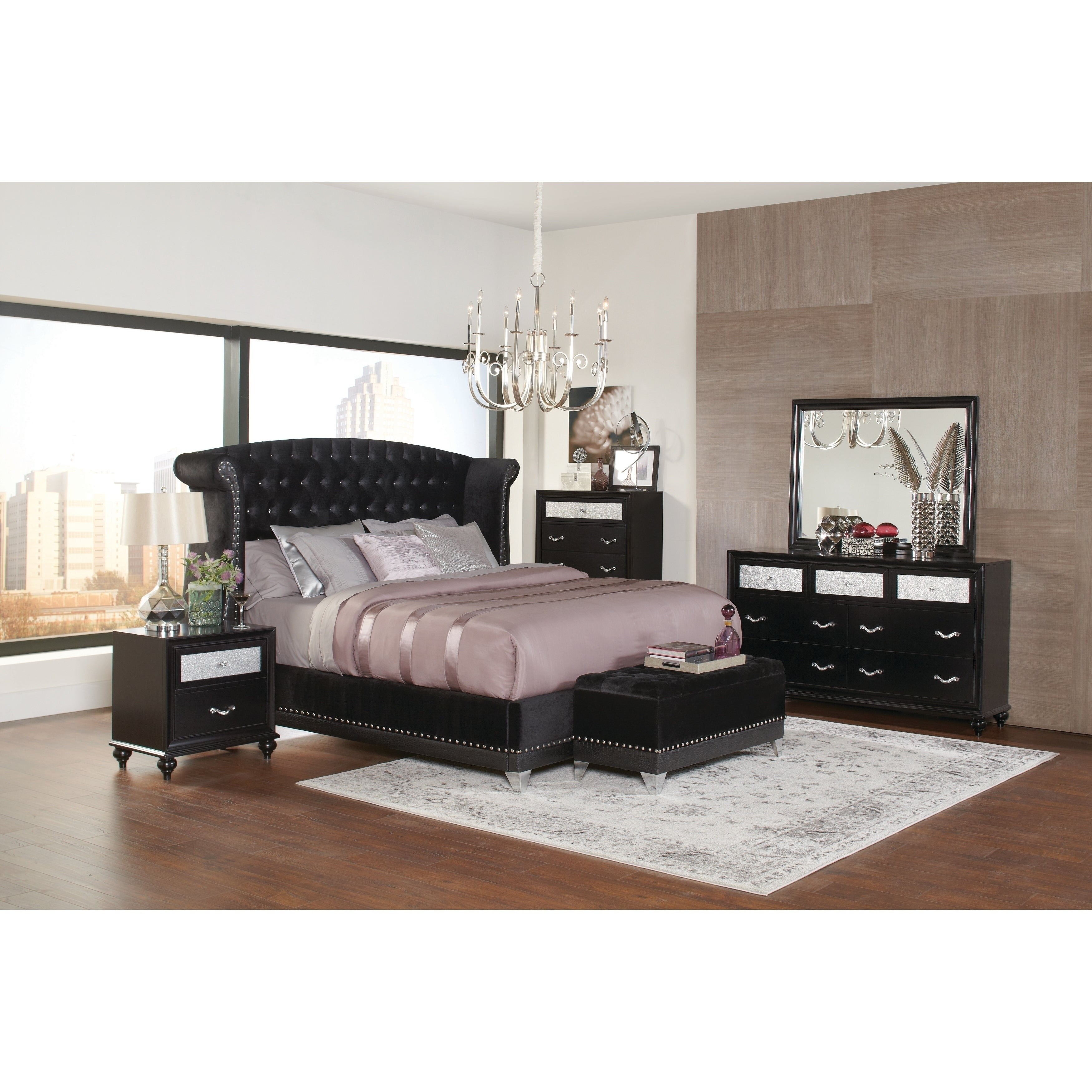 Silver Orchid Andra Black 4 Piece Upholstered Bedroom Set