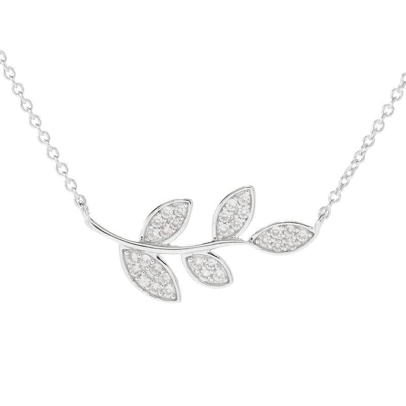 Sterling Silver White Zircon Charm Pendant w/ 16" Chain