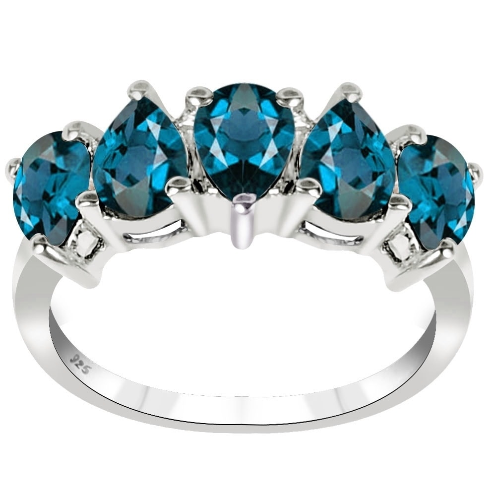925 Sterling Silver Ring created Topaz London Blue 0,5 ct Jewelry