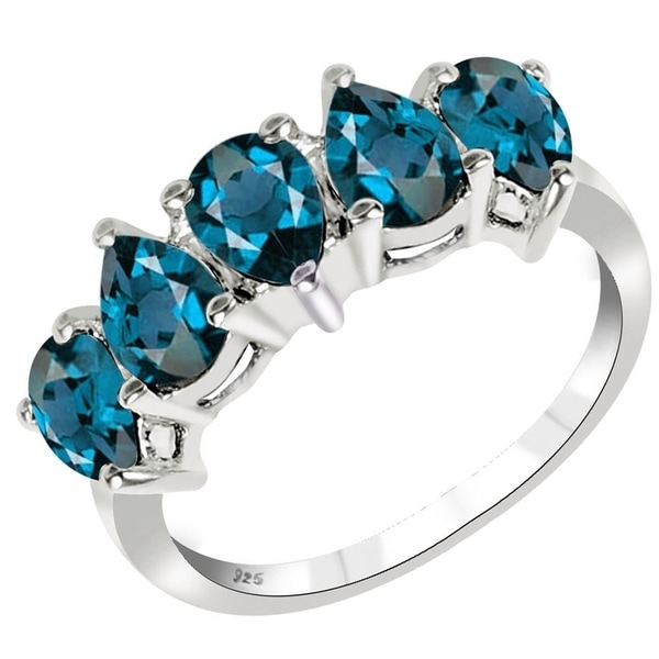 925 Sterling Silver Ring created Topaz London Blue 0,5 ct Jewelry
