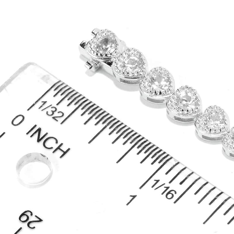 Sterling Silver White Zircon Heart Tennis Bracelet