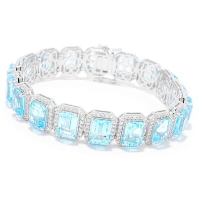 Sterling Silver 7.5" 58.00ctw Sky Blue Topaz Bracelet