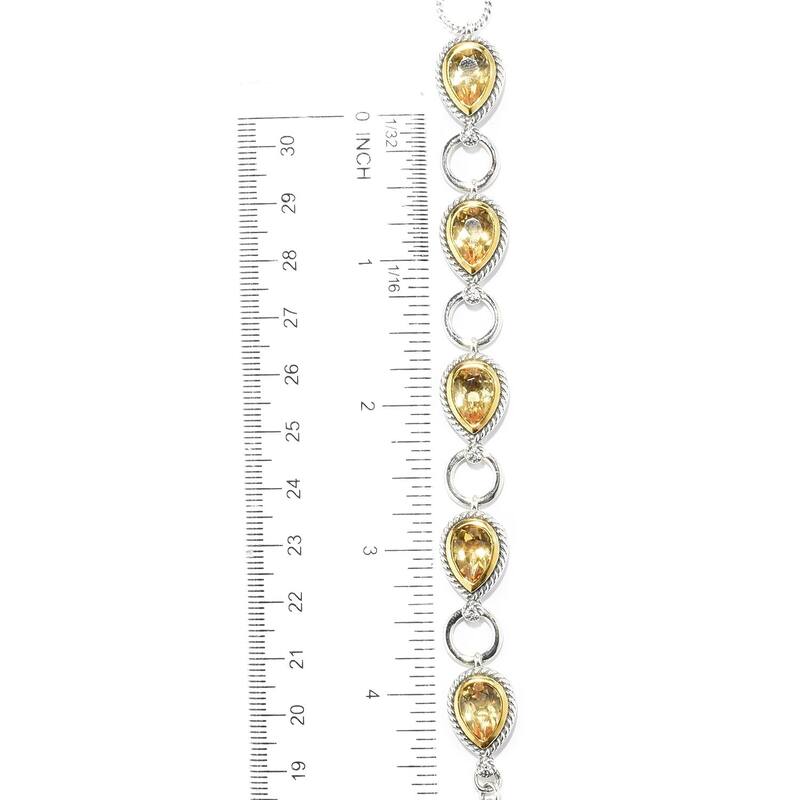 Sterling Silver 8.20ctw Pear Cut Citrine & White Zircon Toggle Bracelet