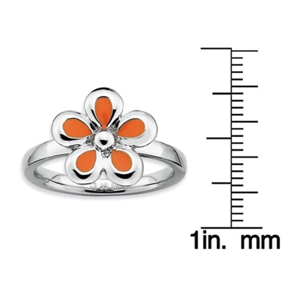 Stackable Expressions Sterling Silver Polished Orange Enameled Flower Ring Stackable Expressions Sterling Silver Polished Orange Enameled Flower Ring
