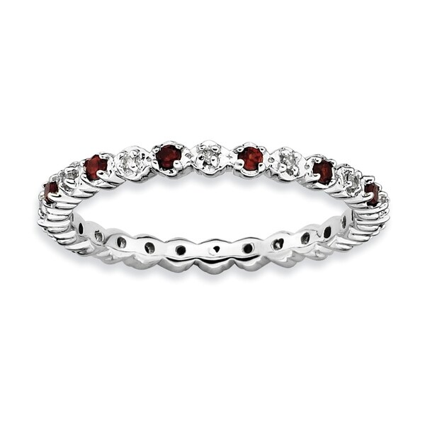 garnet and diamond stackable ring