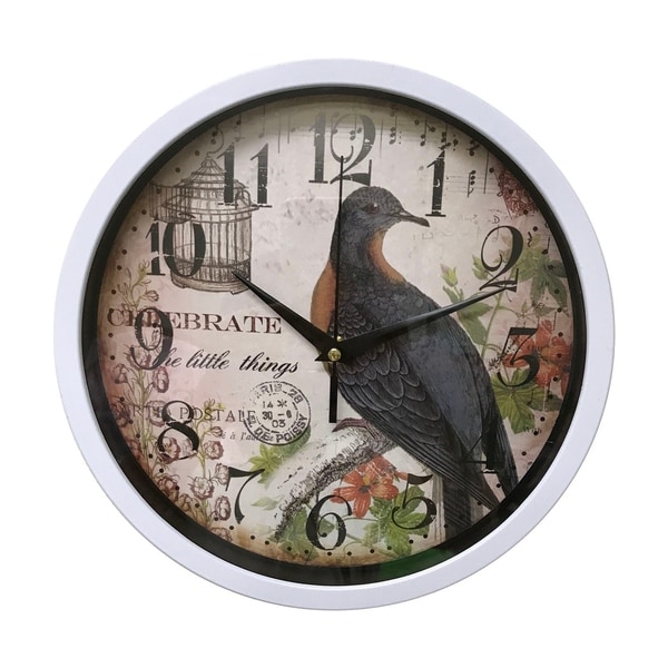 Creative Motion 10" Bird Wall Clock In White Frame