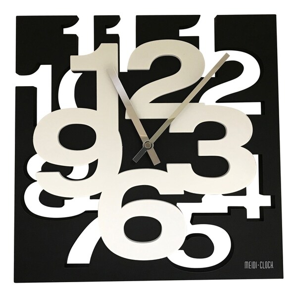 Creative Motion 3D Numbers Cut Out and Raise Square Clock with Black Base and White Numbers