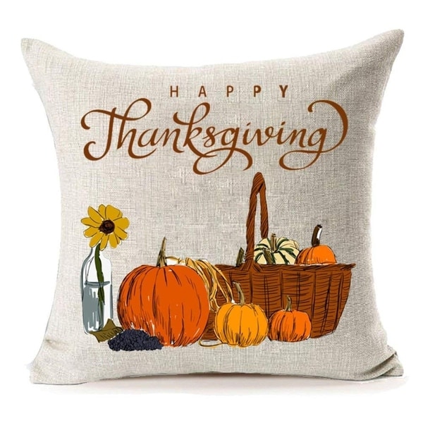 Happy Thanksgiving Cotton Linen Pillow Covers