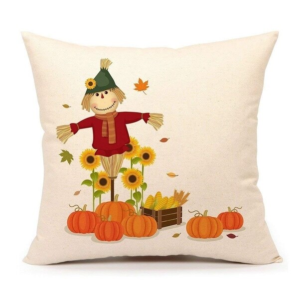 Fall Pumpkin Scarecrow Throw Pillow Cover