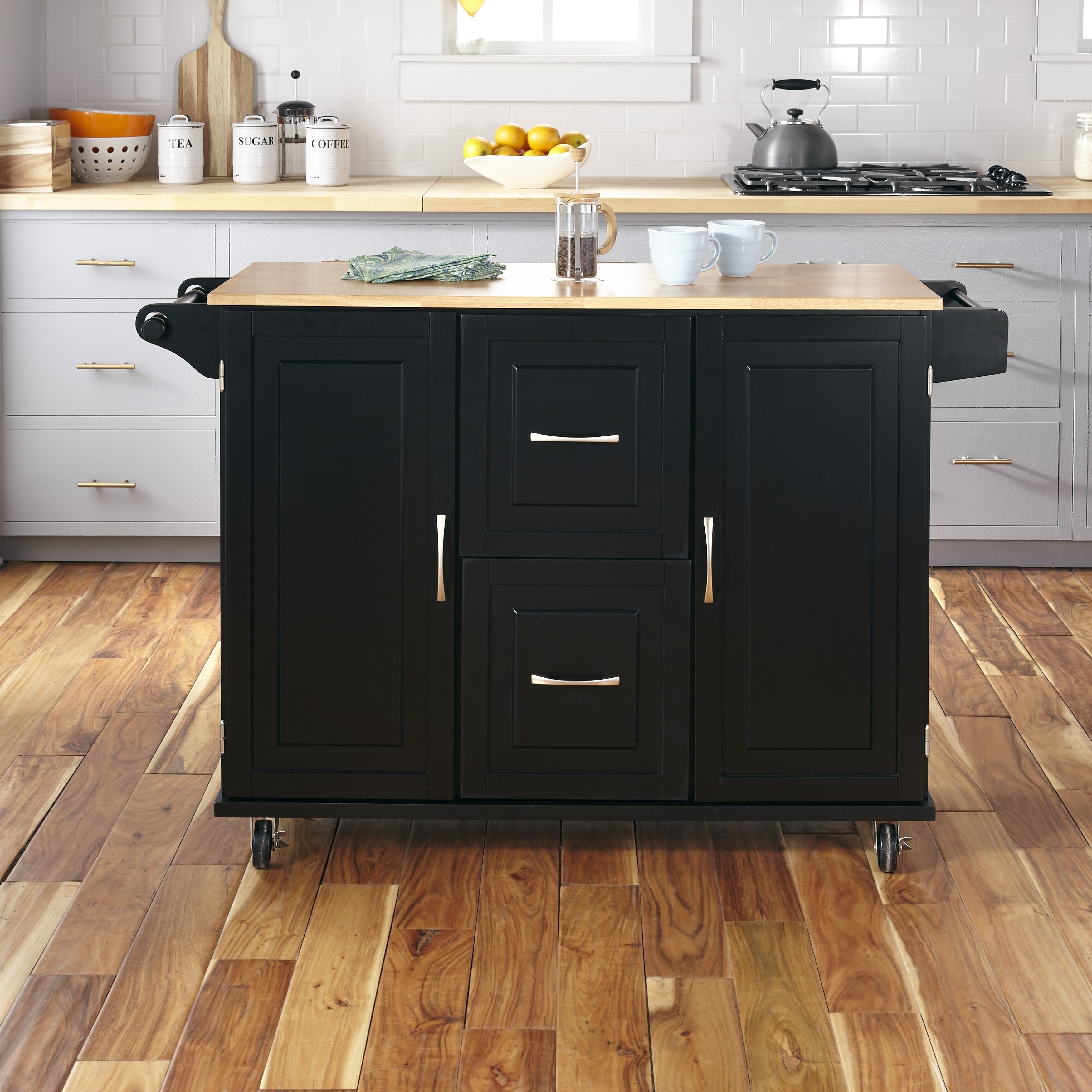 Home Styles Dolly Madison Patriot Black Wood Kitchen Cart N A