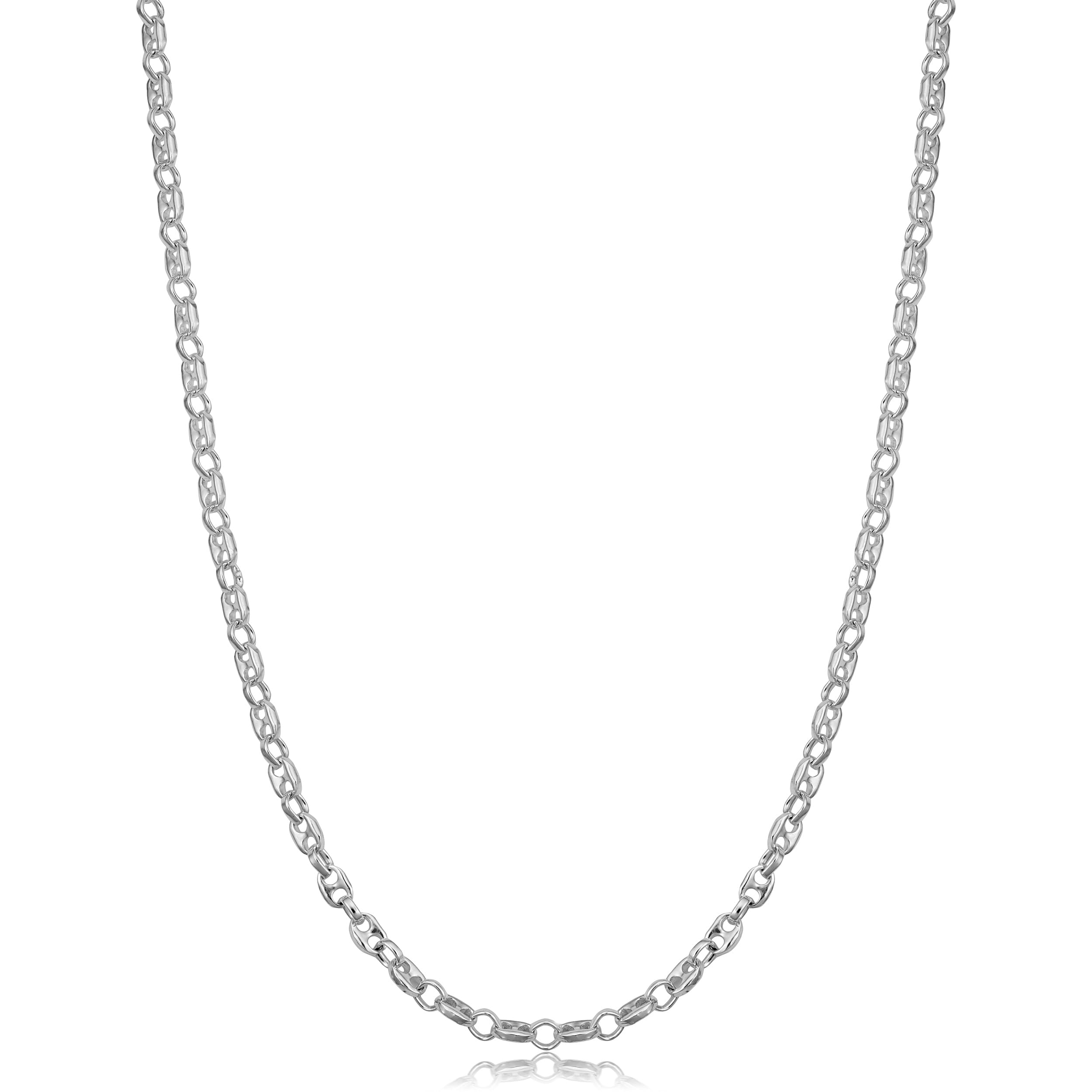 Au Naturale Sterling Silver Alternate Rolo and Mariner Link Chain Necklace