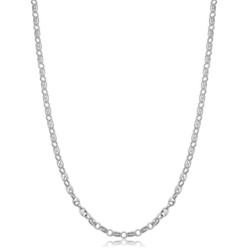 Sterling Silver Alternate Rolo and Mariner Link Chain Necklace